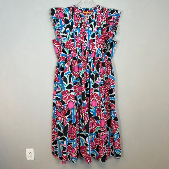 Oliphant Dresses & Skirts - Oliphant size XL maxi dress tiered scalloped ruffle colorful floral cotton boho